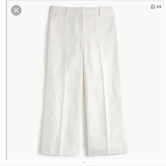 J Crew Gazebo Linen Wide Leg Cropped Pants Size 12 - Picture 5 of 6